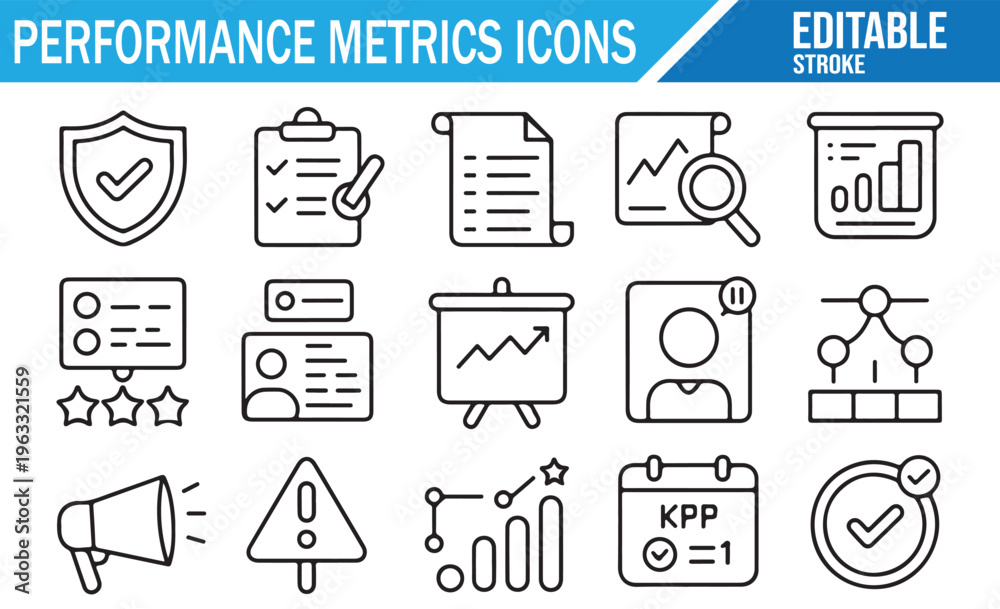 Fototapeta premium Business performance icons collection in doodle style with statistics and growth symbols