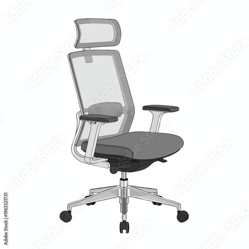 Ergonomic mesh office chair with adjustable headrest, lumbar support, and armrests