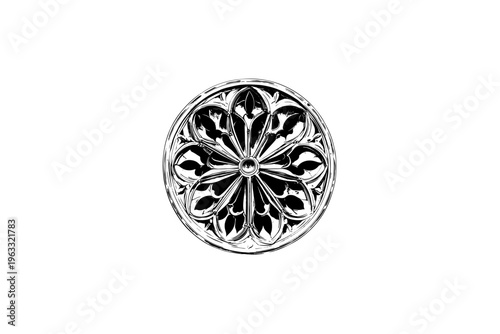 Decor elements in church vector illustration, black and white isolated religious symbol for Easter, church faith logo and spiritual print.