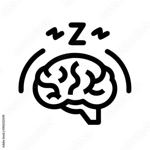Sleeping brain line icon vector, human mind resting with ZZZ symbols, mental health and sleep cycle concept illustration