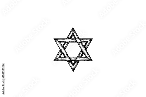 Star of David vector illustration, black and white isolated religious symbol