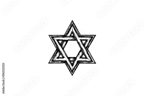 Star of David vector illustration, black and white isolated religious symbol