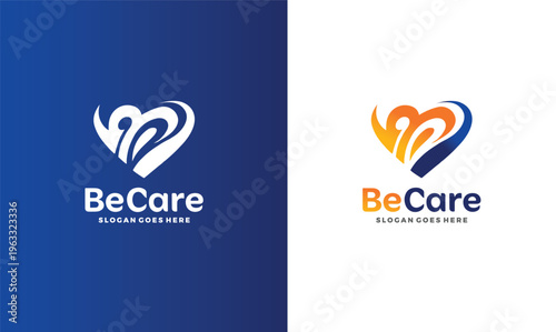 BeCare logo design with heart symbol and slogan placeholder
