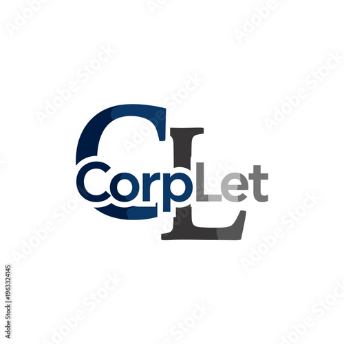 A modern logo featuring a stylized dark blue 'C' with 'Corp' inside and a dark grey 'L' with 'Let' inside, forming 'CorpLet' on a white background.