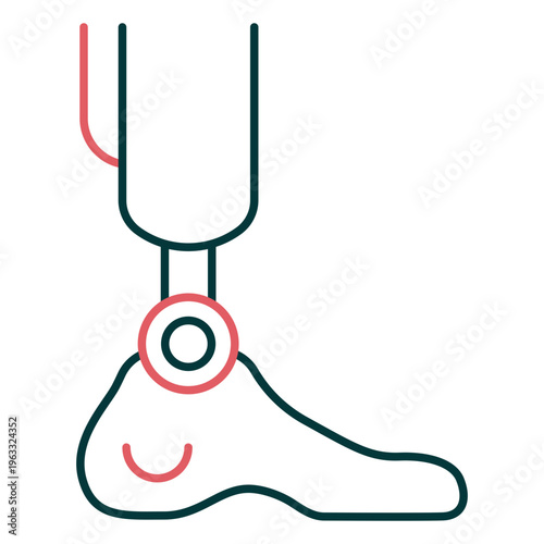 Lower Limb Prosthesis icon, Artificial Leg Support and Mobility Aid Concept for Rehabilitation and Medical Assistance