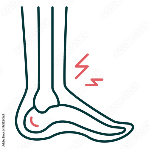 Ankle Joint Pain icon, Foot Injury and Ligament Pain Concept for Orthopedic Care and Mobility Treatment