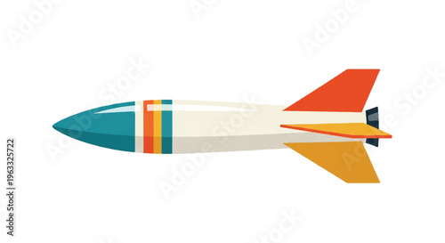 Colorful vector illustration of a rocket ship isolated on white