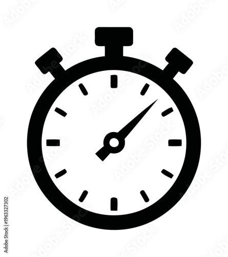 Stopwatch chronometer icon showing elapsed time | simple black vector illustration for speed and urgency | minimalist flat design for business