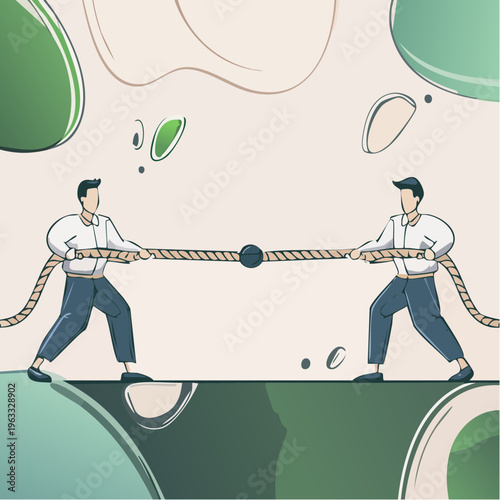 Two men engaged in a competitive tug of war game.