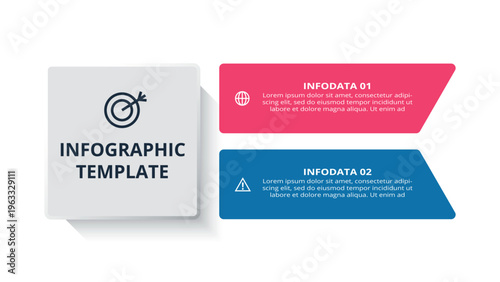 Advanced infographic with 2 steps, options, parts or processes. Business data visualization.