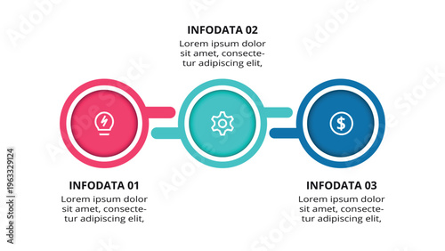 Advanced infographic with 3 steps, options, parts or processes. Business data visualization.