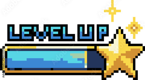 XP Bar Star Level Up UI Pixel Art