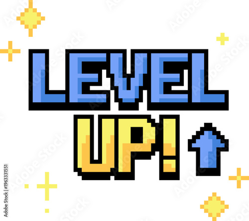 Sparkling Level Up Title Pixel Art
