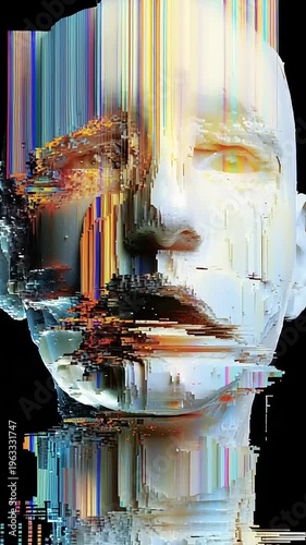 Glitch Art Human Face Distortion.