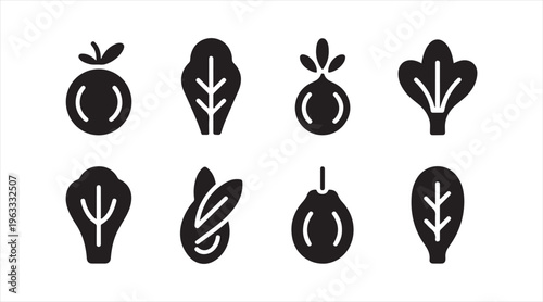 Carrot icon collection in flat black style, simple vegetable graphics for healthy eating and agriculture themes