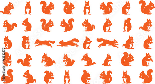 Seamless Orange Squirrel Silhouettes Pattern for Nature and Wildlife Designs