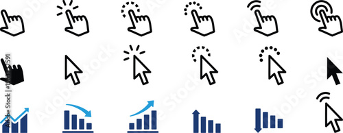 Cursor and graph icons set