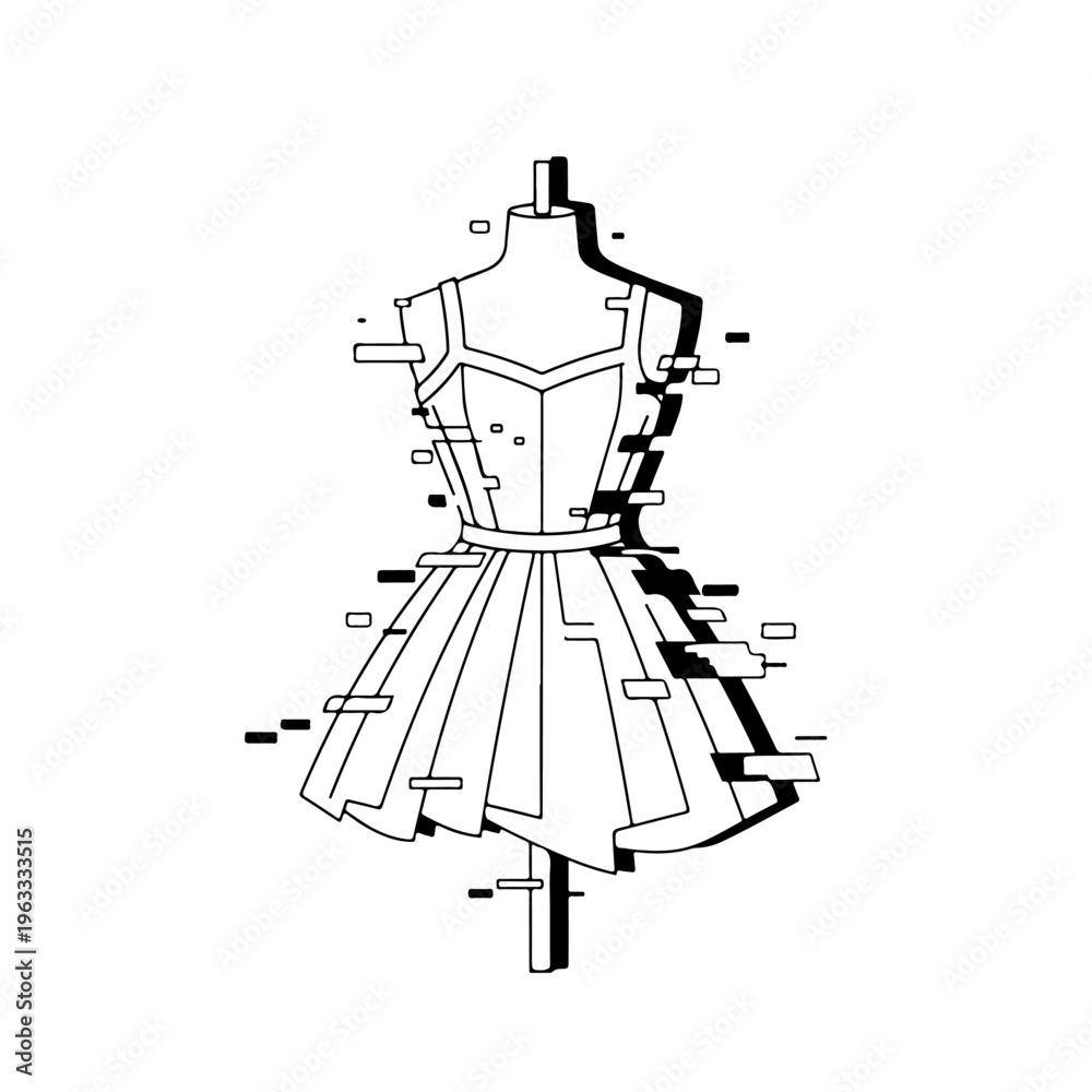 Obraz premium Distorted Fashion Mannequin with Glitch Effect and Dramatic Shadows