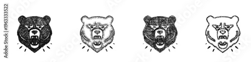 Sketch bear form icon design set