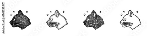 Sketch cat form icon design set
