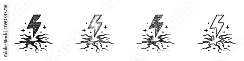 Sketch lightning strike icon design set