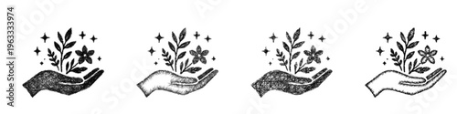 Sketch healing herbs icon design set