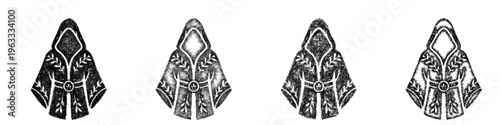 Sketch druid robe icon design set