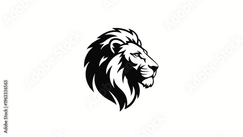 Black and White Lion Head Illustration 3.