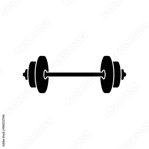 Weightlifting barbell icon representing bodybuilding powerlifting and muscle development training Vector illustration