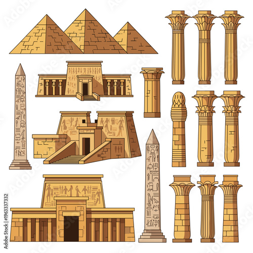 Architectural Columns and Ancient Temple Buildings