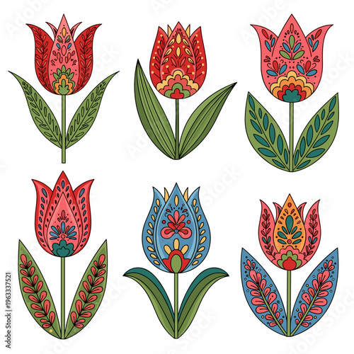Folk Art Inspired Vibrant Floral Patterns