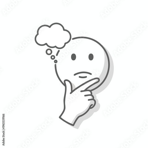 Simple line drawing of a thinking face with a thought bubble