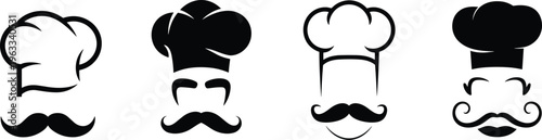 Black  chef hat and mustache chef hats mustaches kitchen cooking