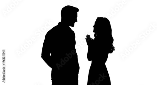 Silhouette of a man and woman in conversation