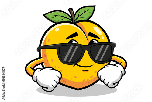 A cartoon orange character wearing sunglasses.