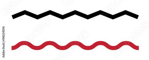 red and black zigzag line chart moving up concept of stock . Wave line ,wavy pattern and squiggly horizontal curvy line. 