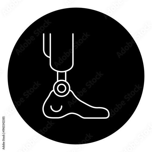 Lower Limb Prosthesis icon, Artificial Leg Support and Mobility Aid Concept for Rehabilitation and Medical Assistance