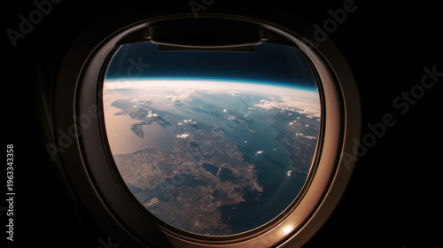 Stunning view of Earth's surface from an airplane window