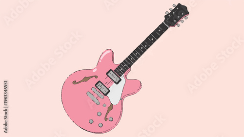 Pink Electric Guitar: A vibrant pink electric guitar with a classic design stands out. Evoking the energy and passion of music, it's a perfect visual for music enthusiasts and creative projects.