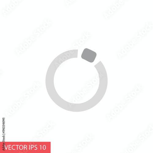 Minimalist graphic of a loading spinner with one segment highlighted