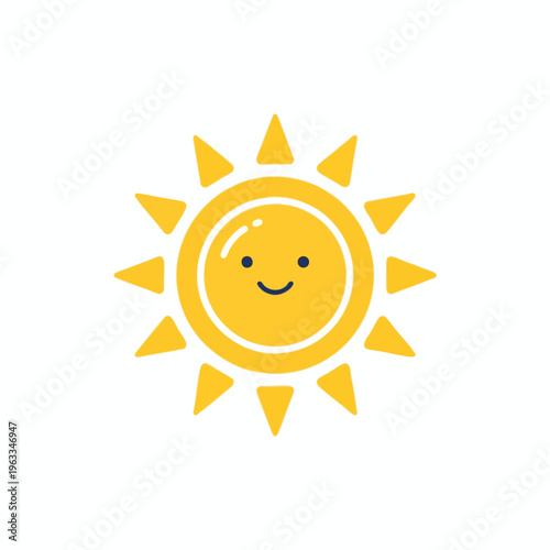 A cheerful yellow sun icon with blue eyes and a smile