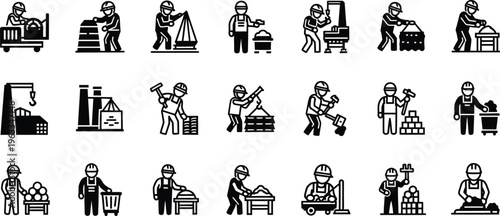 Workers engaging in various warehouse and industrial tasks