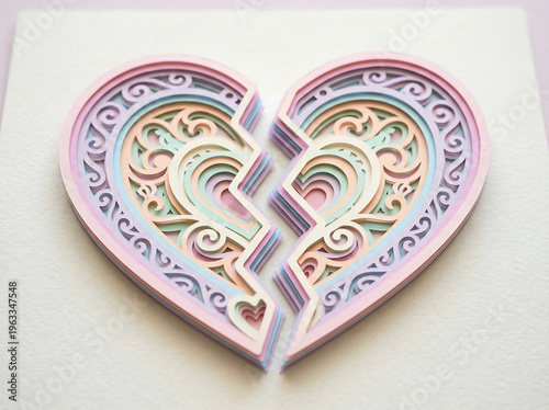 Broken heart ceramic plate with colorful design