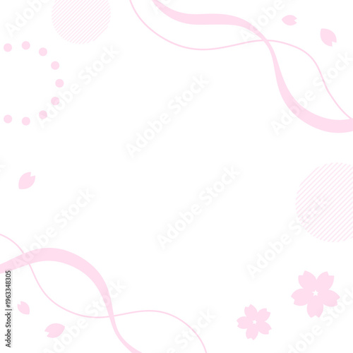 桜と幾何学模様の正方形の背景イラスト