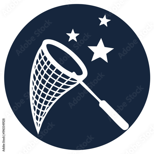 Abstract symbol of a catching net aspiring to capture stars representing goals and dreams