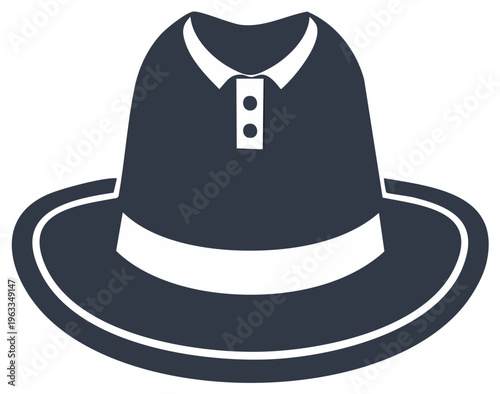 Dark Hat with Collar and Buttons Fashion Accessory Illustration