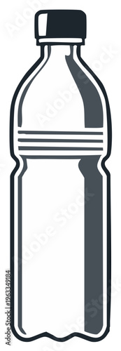 Simple Vector Illustration of Plastic Water Bottle for Sports and Fitness