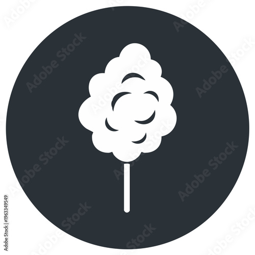 White cotton candy icon on dark grey background