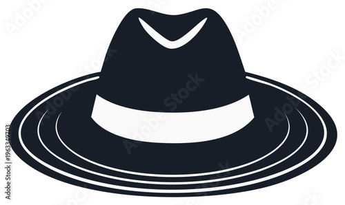 Classic Fedora Hat Emblem with White Band and Subtle Rings