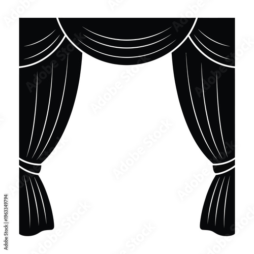 Black curtains framing an empty space simple vector illustration
